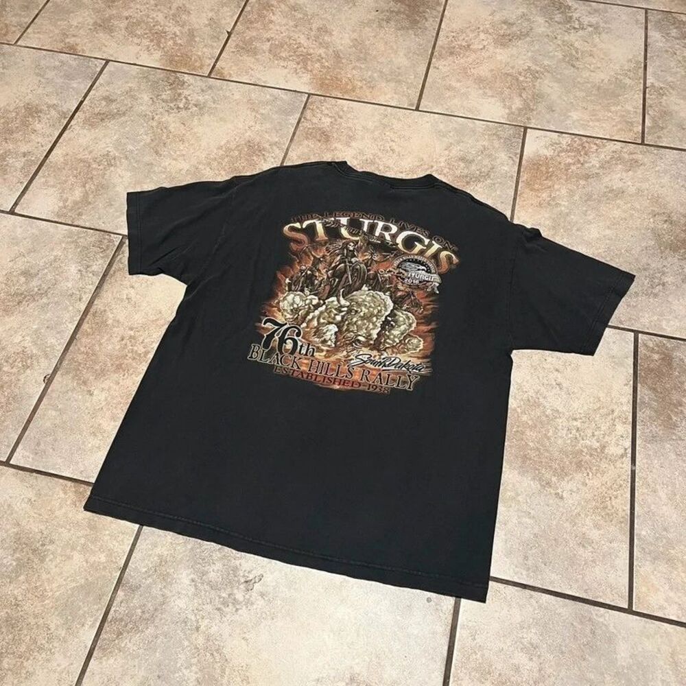 Hot Leathers Sturgis 2016 T Shirt Mens XL 76th Black Hills Motorcycle Rally Grap